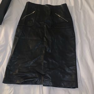 Midi leather skirt